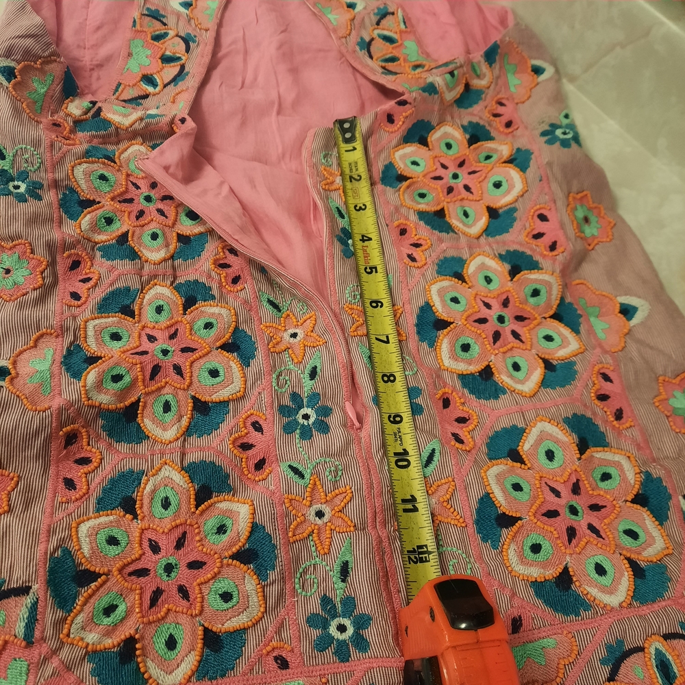 Anthropologie Floral Asymmetrical Dress - Orange and Green - Picture 6 of 16